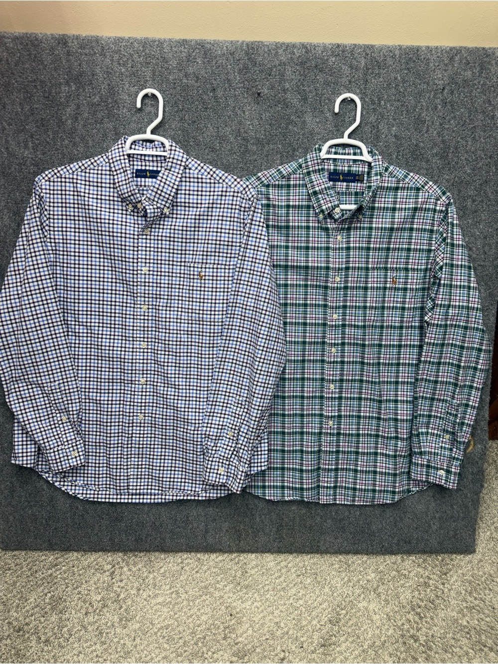 Ralph Lauren Button Up Shirt lot x2 men's size 2XL plaid checks thick